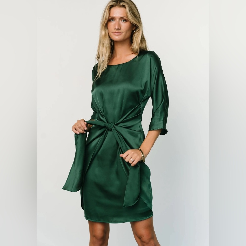 Baltic Born Theo Mini Dress in Hunter Green